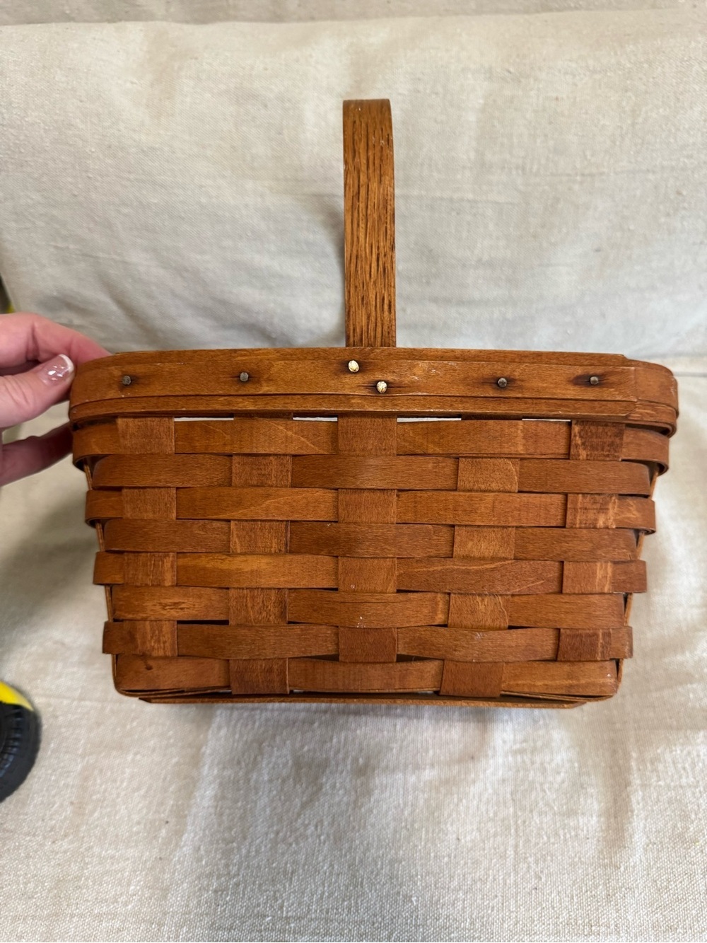 Vintage 1987 Longaberger Handwoven Large Market Basket with Handle moi